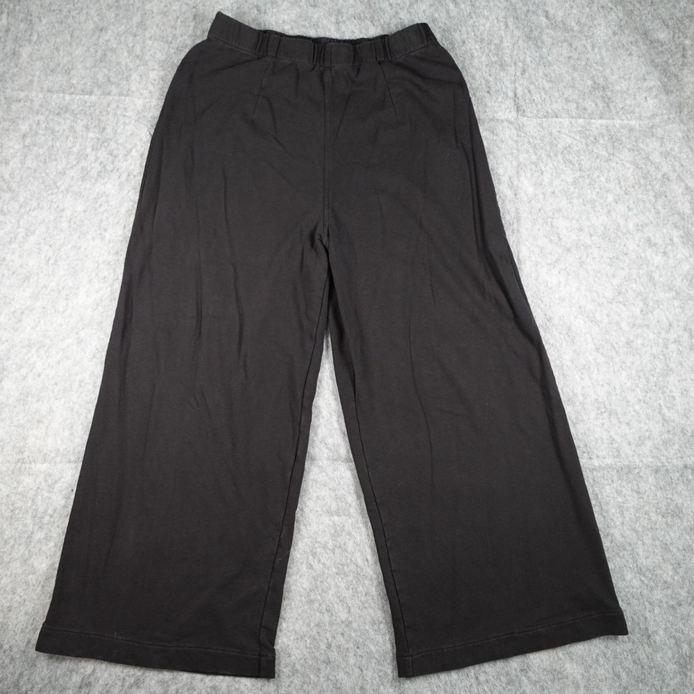 Leallo Pant Womens Extra‎ Large Black Wide Leg Elastic Waist Cotton French Terry